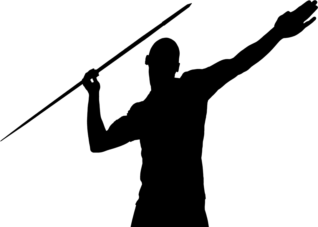 Silhouette of Athlete Throwing Javelin on Transparent Background