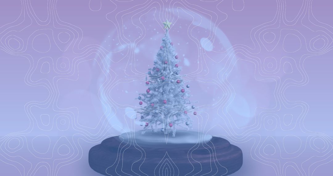 Magical Snowfall on Christmas Tree with Ethereal Background