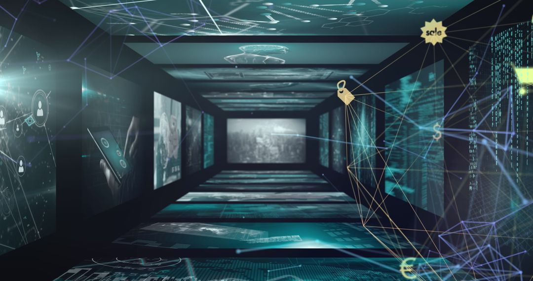 Futuristic Digital Data Network in Abstract Space