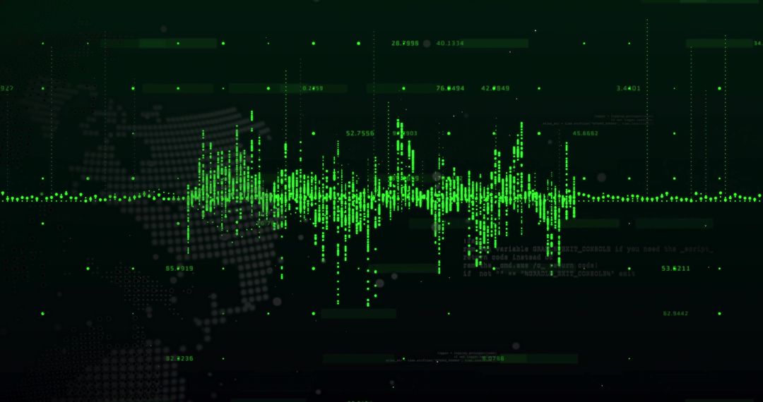 Futuristic Green Waveform Display in Digital Interface