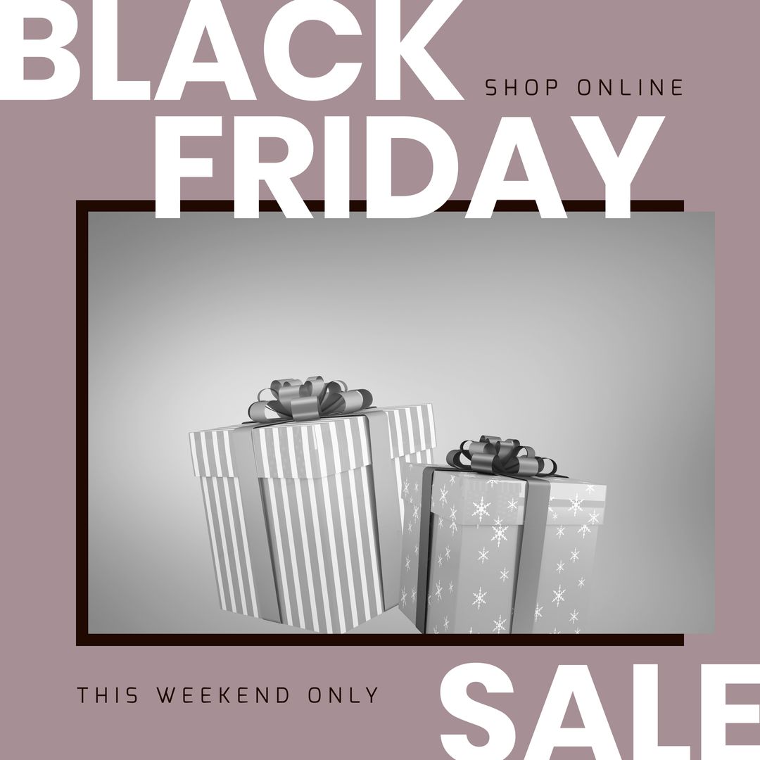 Composition of black friday sale text over presents on grey background - Download Free Stock Templates Pikwizard.com