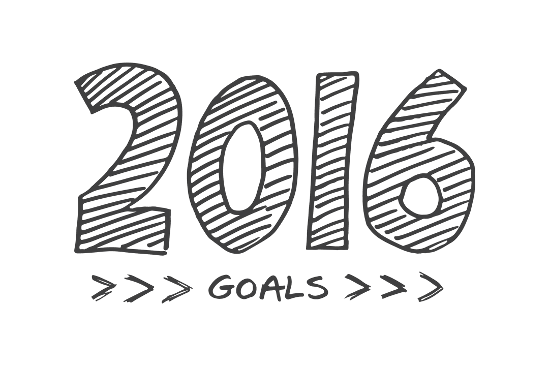 Handwritten 2016 Goals Text on Transparent Background