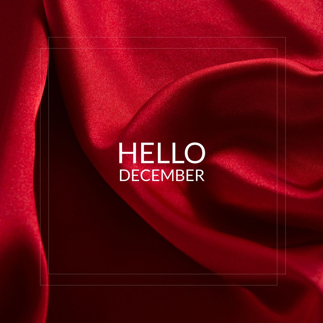 Hello December Text on Elegant Red Fabric Background - Download Free Stock Templates Pikwizard.com