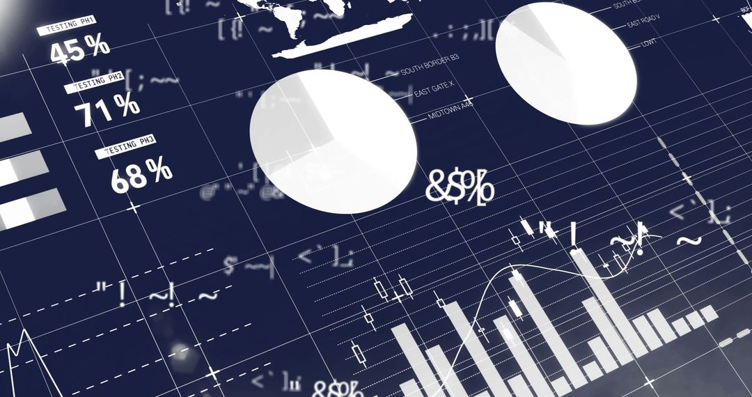 Dynamic Data Visualizations and Financial Statistics on Black Background