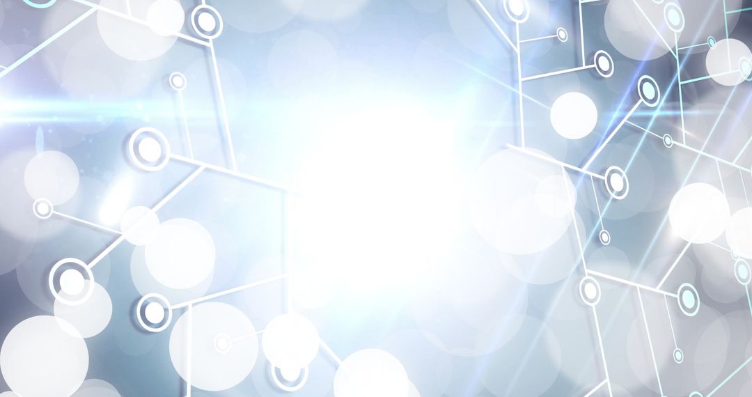 Futuristic Digital Interface with Glowing Nodes and Bokeh Effects