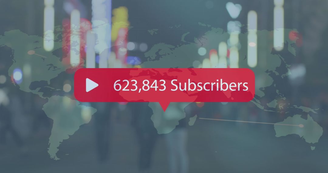 Social Media Subscribers Growth Across Globe on Blurry Street Background