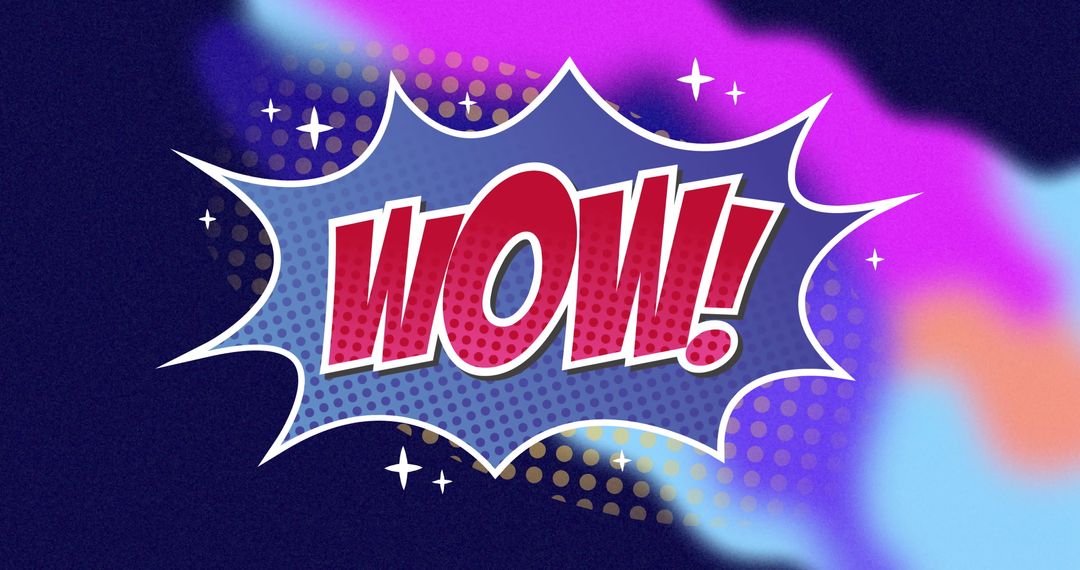 Colorful Retro Comic Style Speech Bubble with Wow Text