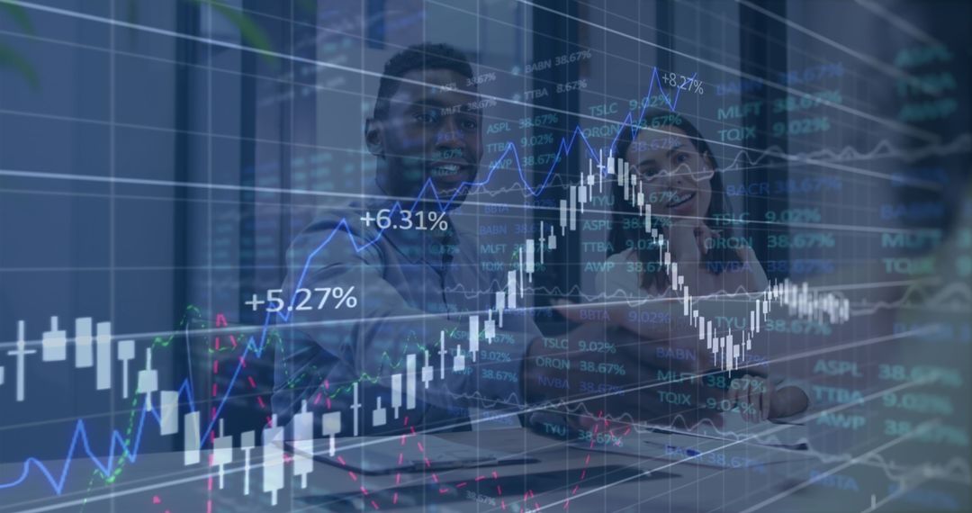 Diverse Business Professionals Analyzing Financial Data Chart