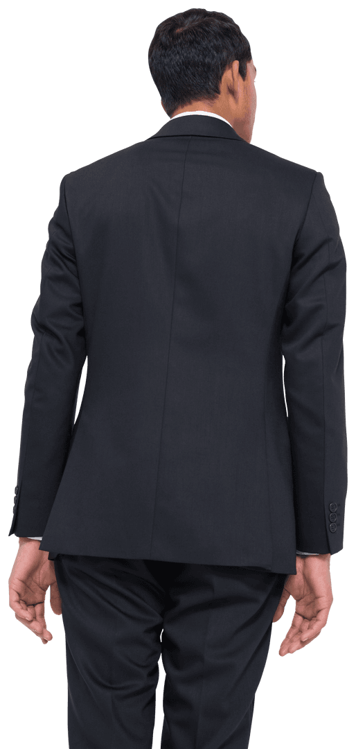 Transparent Image of Businessman in Black Suit Looking Away