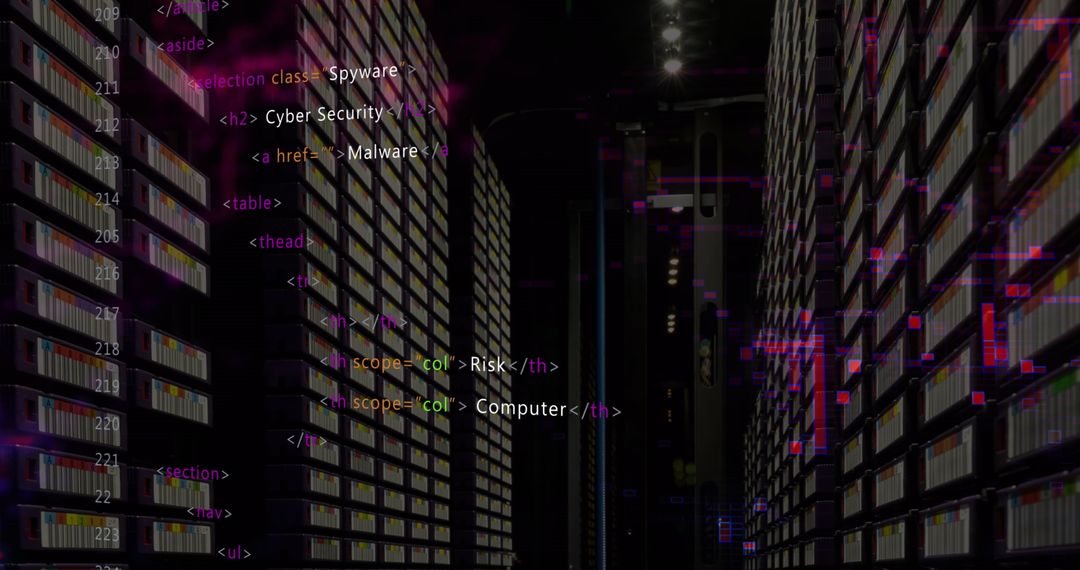 Digital Data Interface Amidst High-Tech Server Room