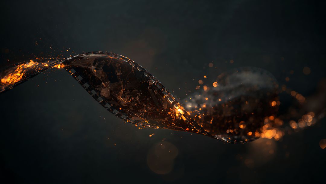 Glowing Twisted Filmstrip in Futuristic Abstract Space