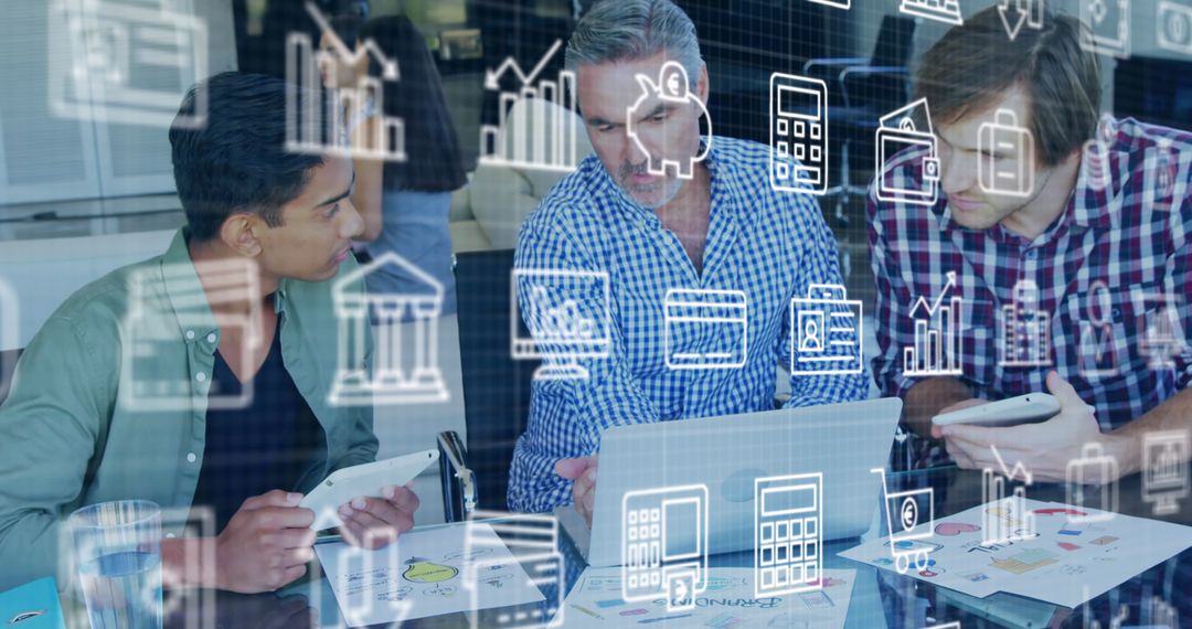 Diverse Team Using Technology for Business Strategy Development