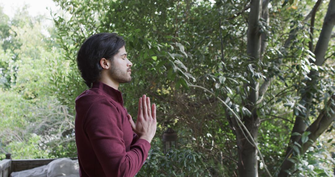 Man Practicing Yoga Meditation in Tranquil Garden - Free Images, Stock Photos and Pictures on Pikwizard.com