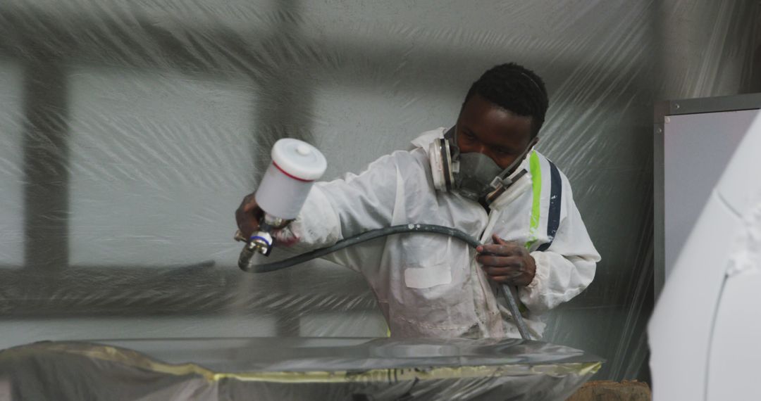 Manual Worker Using Spray Gun in Workshop - Free Images, Stock Photos and Pictures on Pikwizard.com