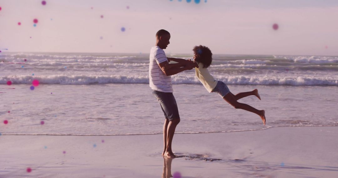 Father and Daughter Enjoying a Playful Beach Moment