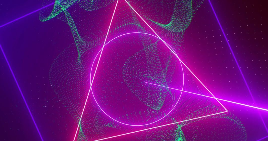 Abstract Neon Light Geometry on Dark Background