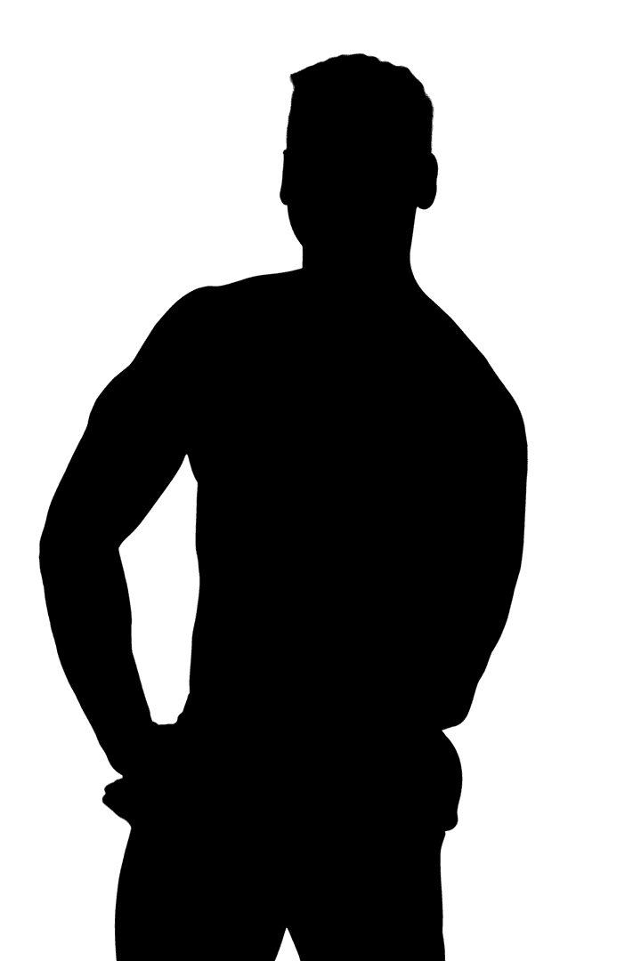 Muscular Man Silhouette Flexing Muscles on Transparent Background