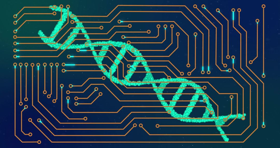 DNA and Circuit Board Symbolizing Bioinformatics and Technology Fusion - Free Images, Stock Photos and Pictures on Pikwizard.com