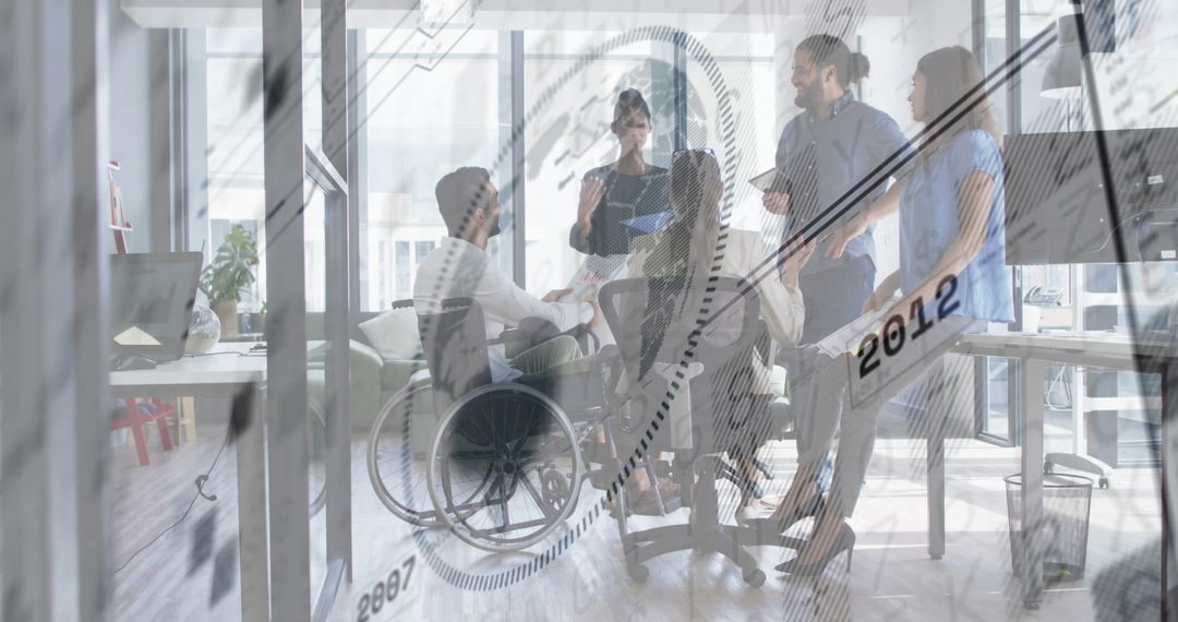 Innovative Team with Diverse Abilities Analyzing Financial Data