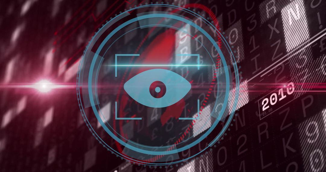 Futuristic Cybersecurity Interface with Scanning Eye Icon