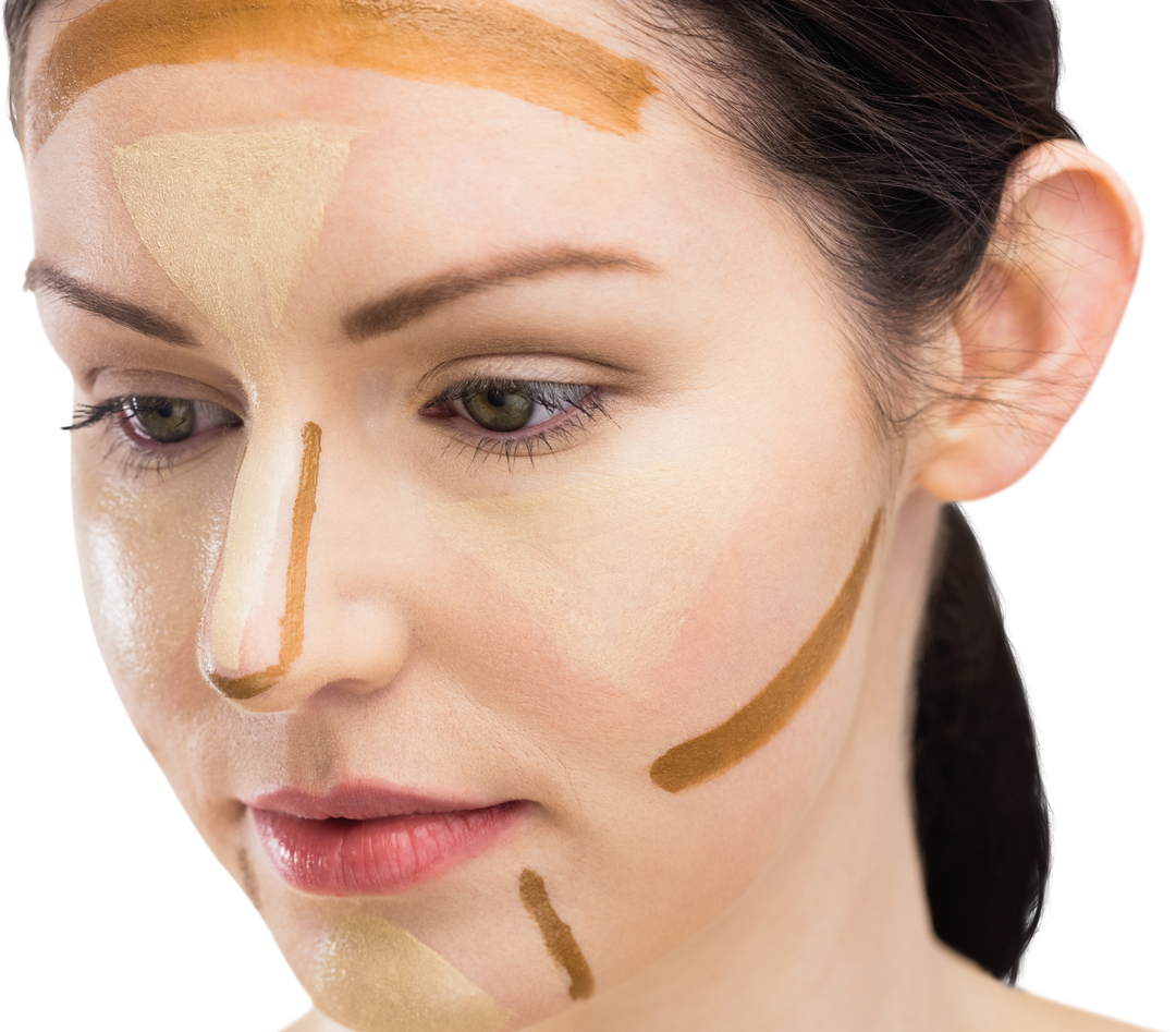 Woman with Contouring Makeup Showing Highlighting and Shading Steps - Download Free Stock Images Pikwizard.com