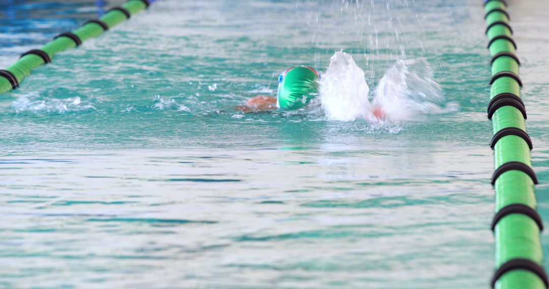 Swimmer Doing Backstroke in Indoor Swimming Pool
