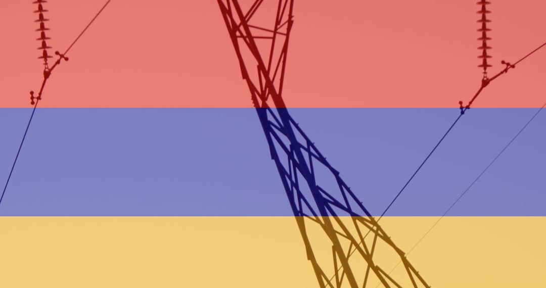 Flag of Armenia Superimposed over Transmission Pylons - Free Images, Stock Photos and Pictures on Pikwizard.com