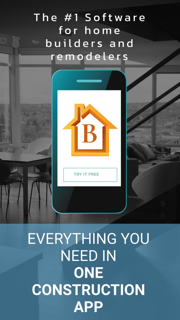 Construction App Advertisement for Home Builders and Remodelers - Download Free Stock Templates Pikwizard.com