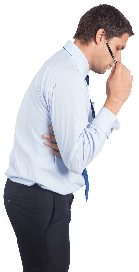 Caucasian Businessman Pondering Future Decisions Transparent Background