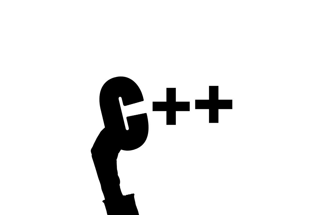 Transparent Black Hand Holding C++ Text Illustration