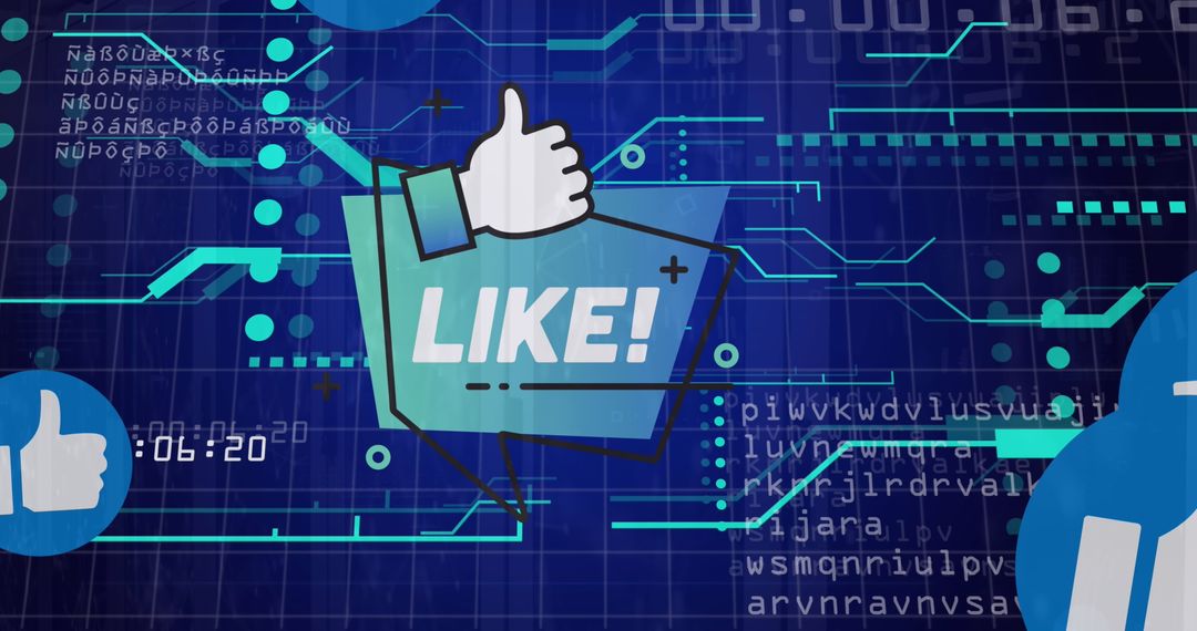 Like Icon with Digital Data Background Concept Illustration