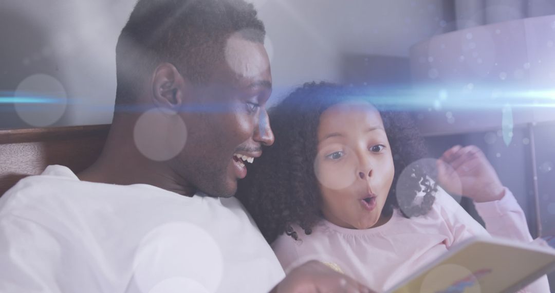 Father and Daughter Enjoying Book Time Together at Home