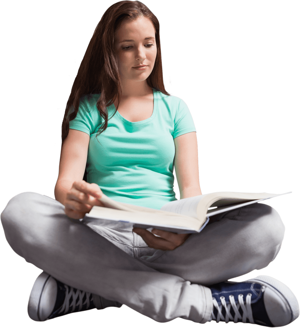 Transparent Confident Student Reading in Casual Outfit