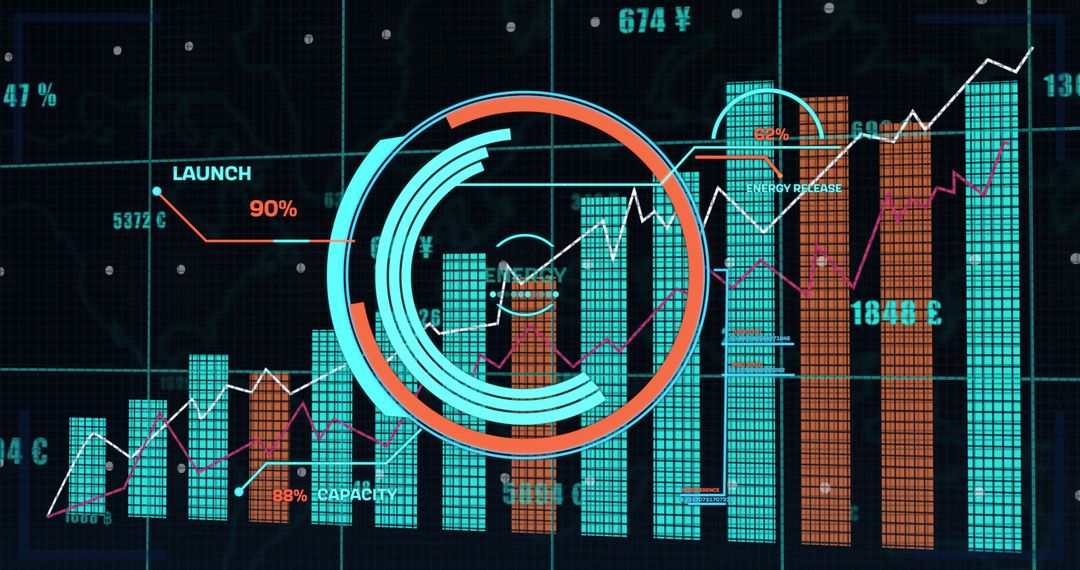 Futuristic Technology Data Dashboard with Graphs and Charts