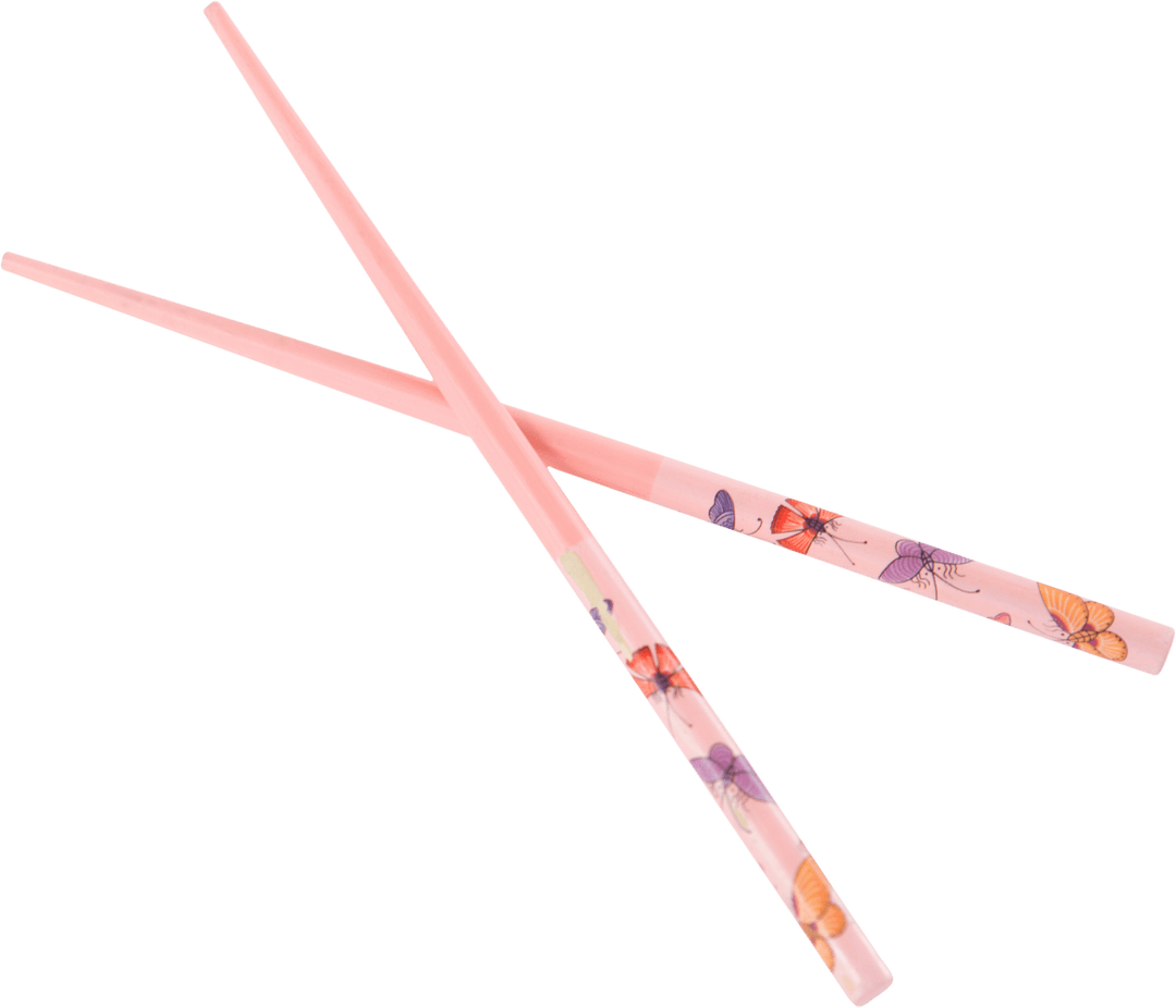 Pink Decorative Chopsticks on Transparent Background