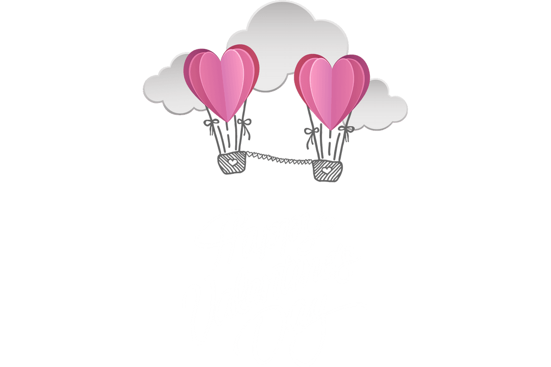 Happy Valentine's Day Text with Heart-Shaped Balloons on Transparent Background