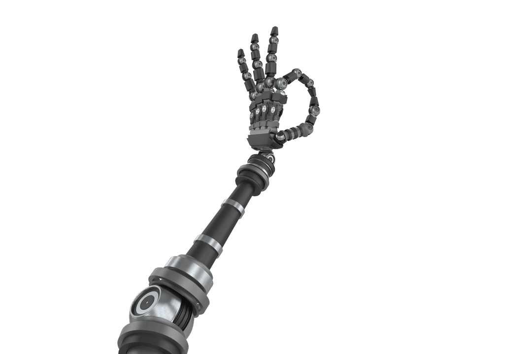 Transparent Background of Robotic Arm Giving OK Gesture