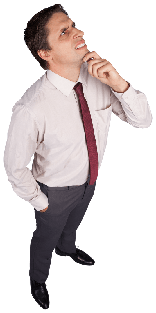 Thoughtful Businessman Transparent Background Concept