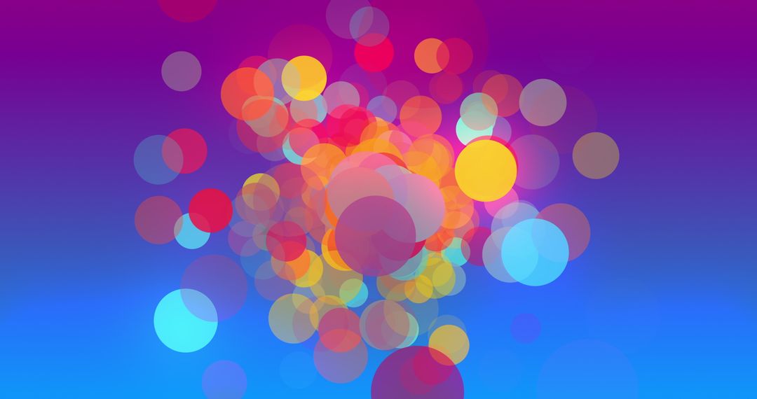 Vibrant Multicolored Bokeh on Blue Gradient