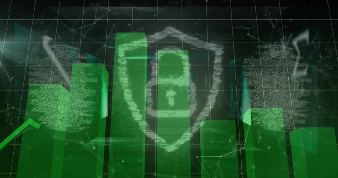 Cybersecurity Concept with Padlock and Fingerprint Analyzed Data