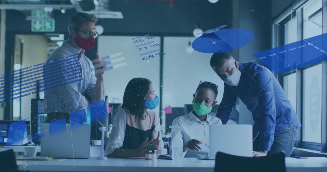 Diverse Team Analyzing Financial Data During Pandemic