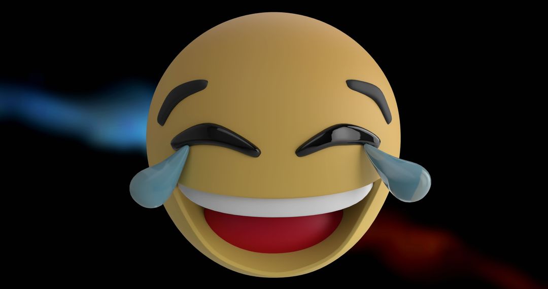 3D Laughing Emoji with Tears Over Black Background