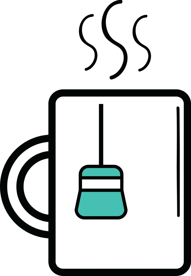 Transparent Mug Illustration with Teabag and Steam