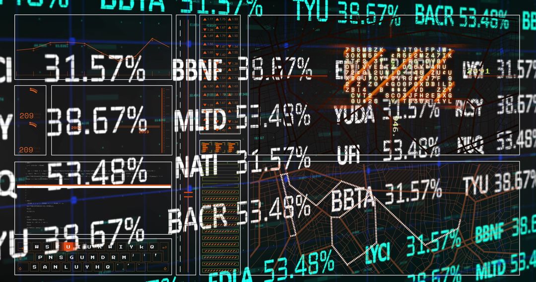 Dynamic Stock Market Data with Digital Analysis Grid Concept