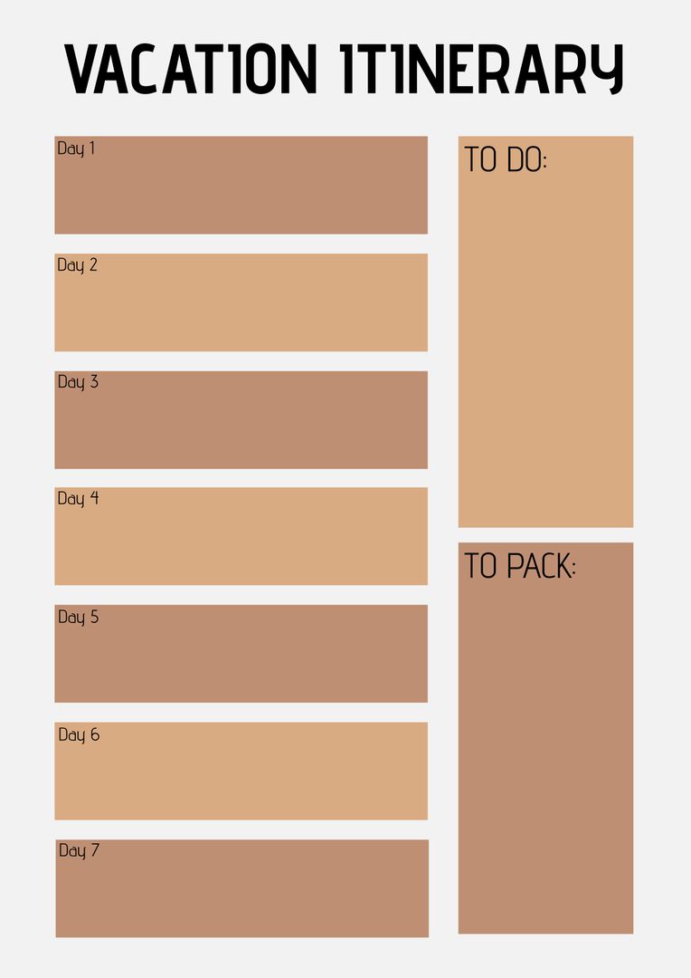 Minimalist Vacation Itinerary Template with Packing List