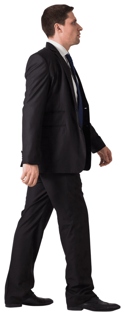 Transparent Walking Businessman in Formal Attire