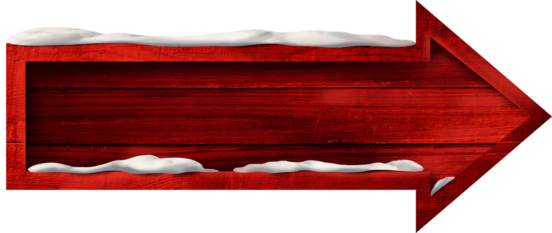 Red Wooden Arrow Transparent with Snow Decoration