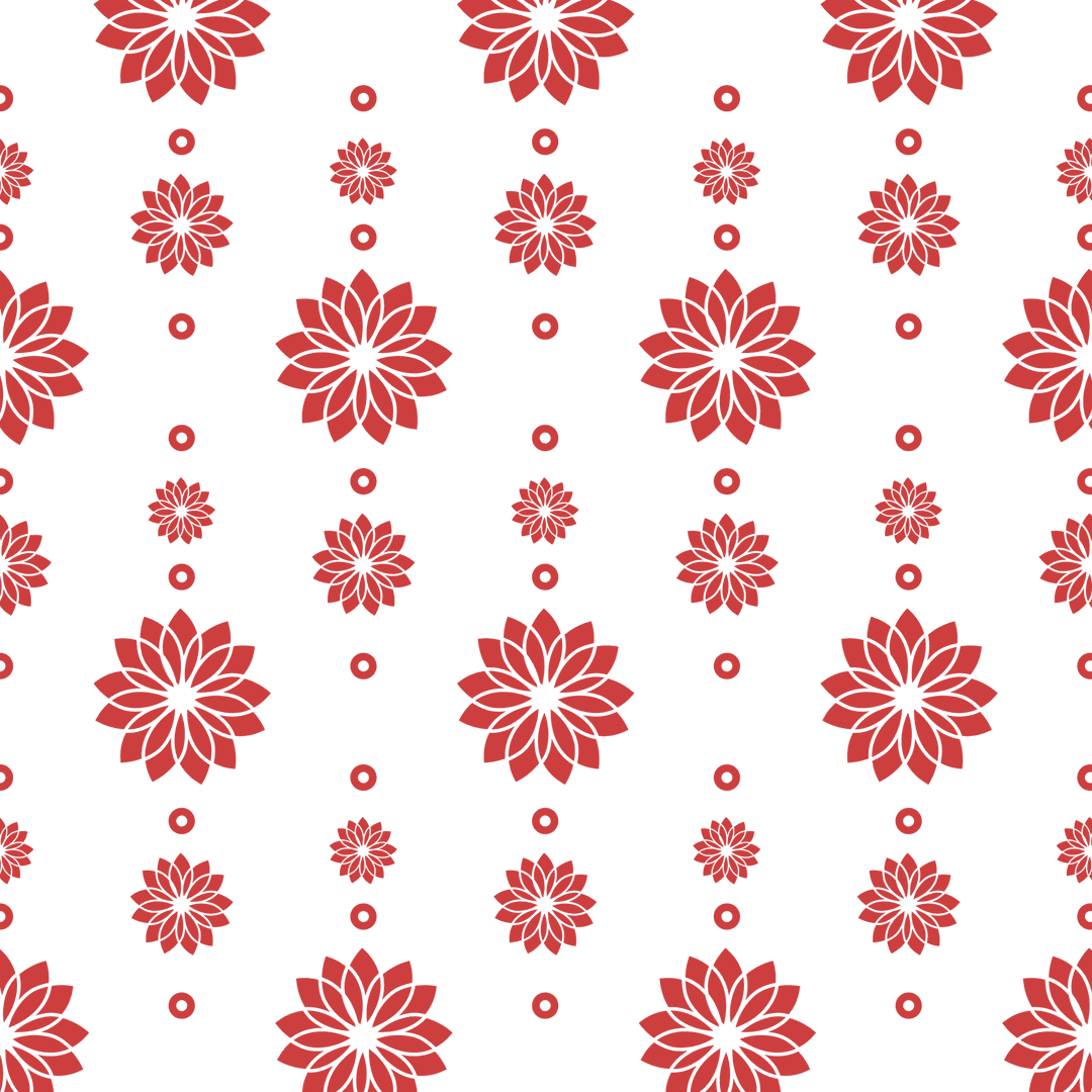 Seamless Pattern of Red Flowers on Transparent Background