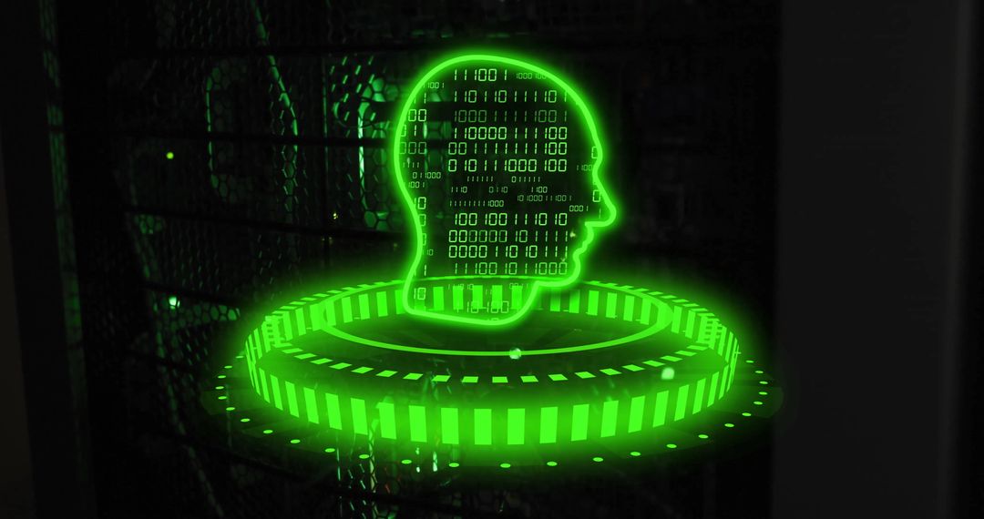 Futuristic Human Hologram with Binary Code