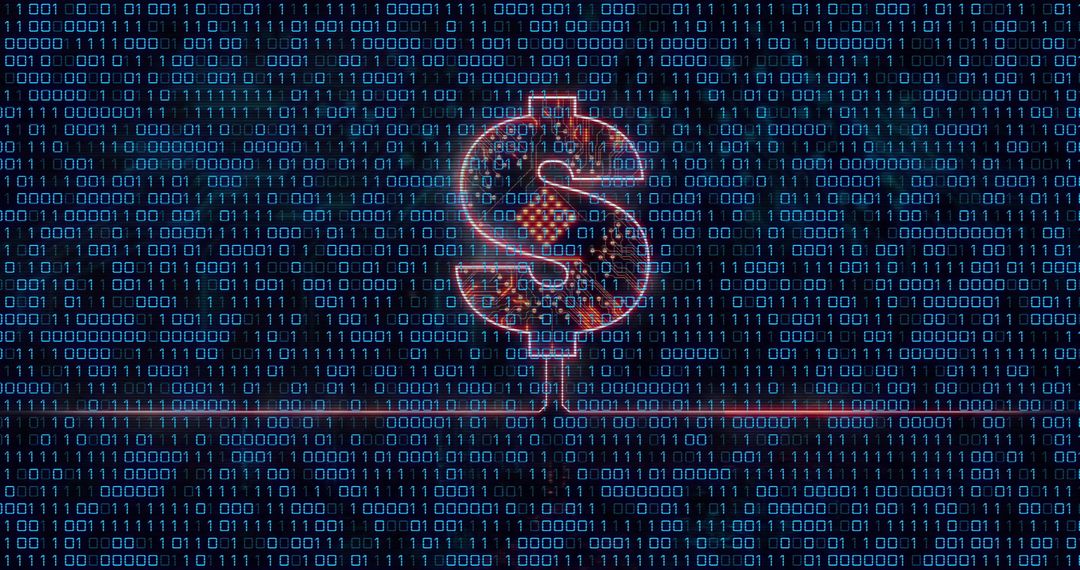 Digital Dollar Sign Against Binary Code Background